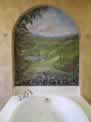 Tuscan Hills Mural above Bath Tub